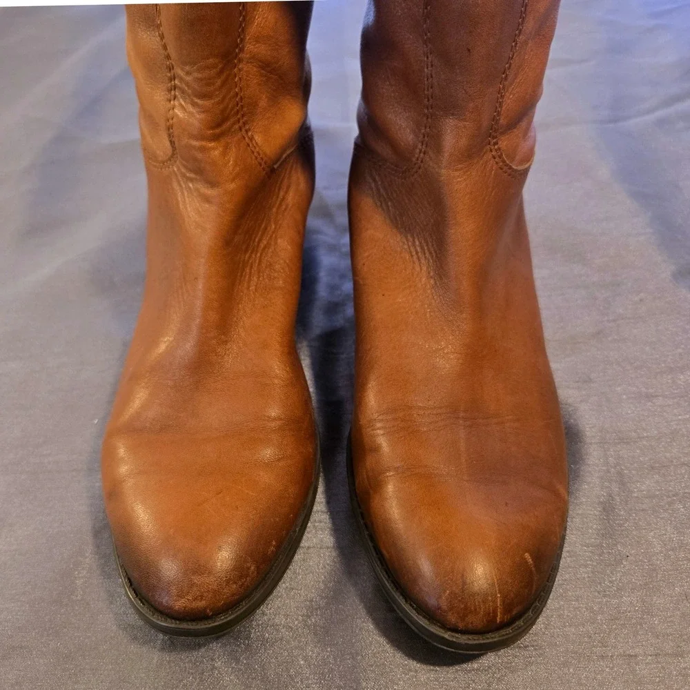 Sam Edelman Penny Riding Boots Leather Brown Knee High Zip Women US 6M‎